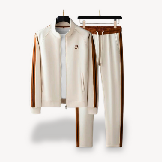 Gestreifter Trainingsanzug für Herren | Zweiteiliges Zip-Up Jacke und Jogginghose Set