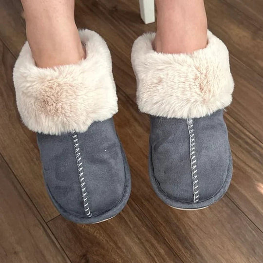 Plüsch-Karo-Hausschuhe für Damen | Warme reinschlüpfen
