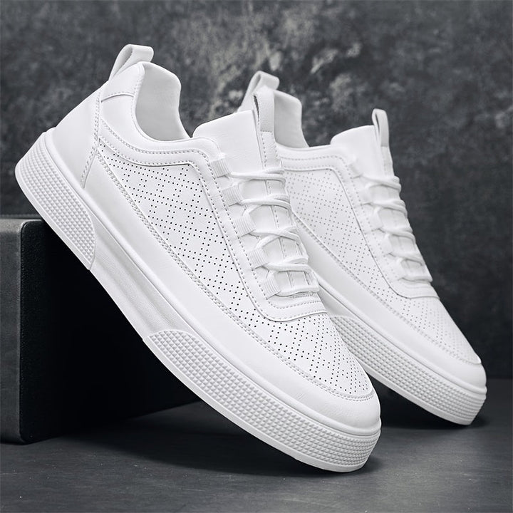 Męskie białe sneakersy | perforowane buty casual