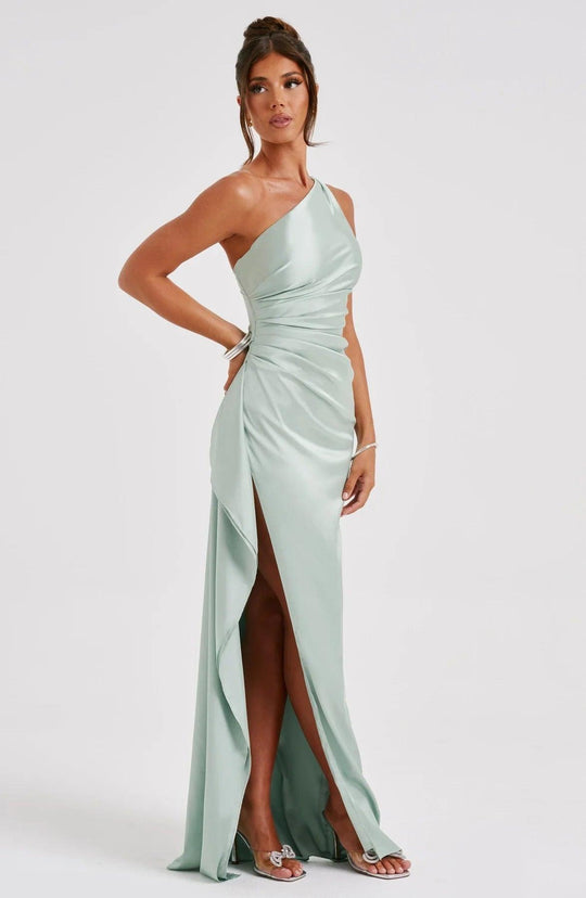 Damen Satin geteiltes Kleid | Offener Rücken