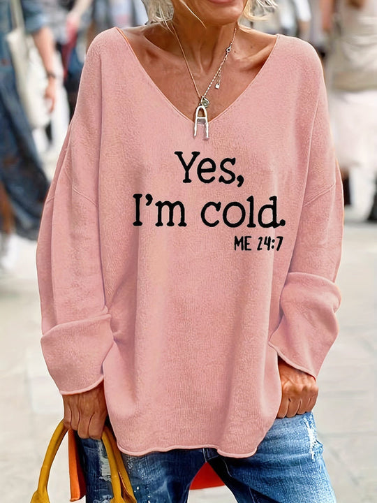 Übergröße Strickpullover für Damen | V-Ausschnitt Pullover