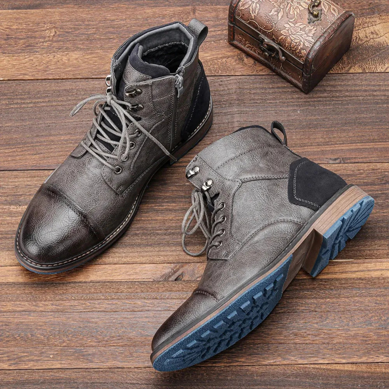 Vintage-Stiefel für Herren | Geschnürte Schuhe