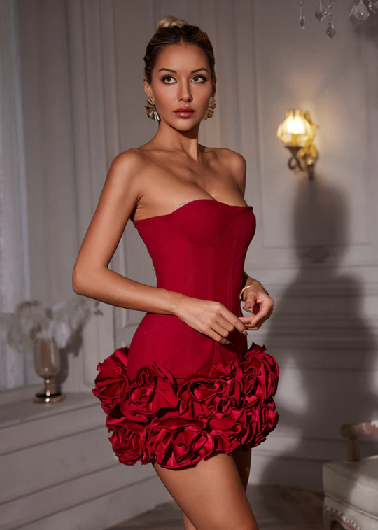Damen Gerafft Korsett Partykleid | Mini