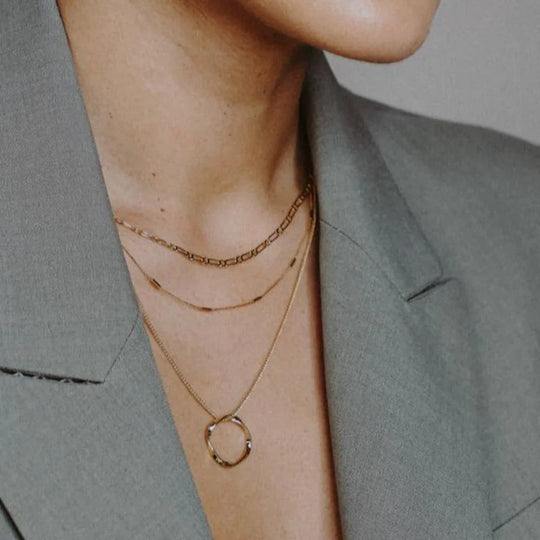 Kreis dreireihige Halskette | Gold 18k