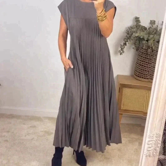 Fließendes Plisseekleid für Damen | Midi