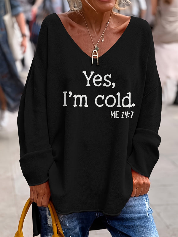 Übergröße Strickpullover für Damen | V-Ausschnitt Pullover