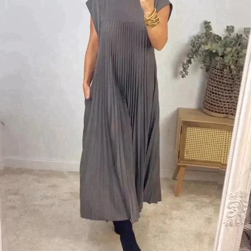 Fließendes Plisseekleid für Damen | Midi