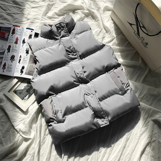 Steppweste mit geometrischem Muster für Damen | Durchgehender Reißverschluss & Gefüttert