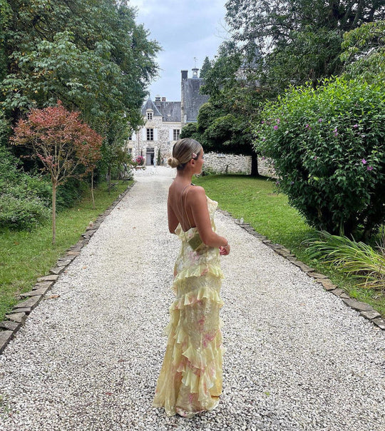 Elegantes Rüschenkleid für Damen | Maxi