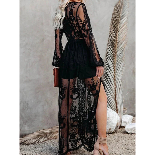 Damen Böhmisch Spitze Überlagerung Kleid | Maxi