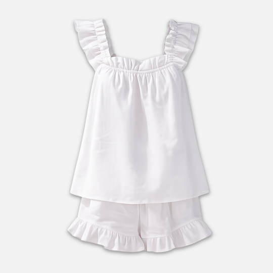 Ärmelloses Damen-Loungewear-Set mit Rüschenbesatz