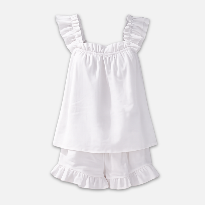 Sleeveless Women's Loungewear Set with Ruffle Trim
