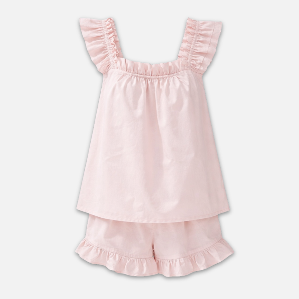 Ärmelloses Damen-Loungewear-Set mit Rüschenbesatz