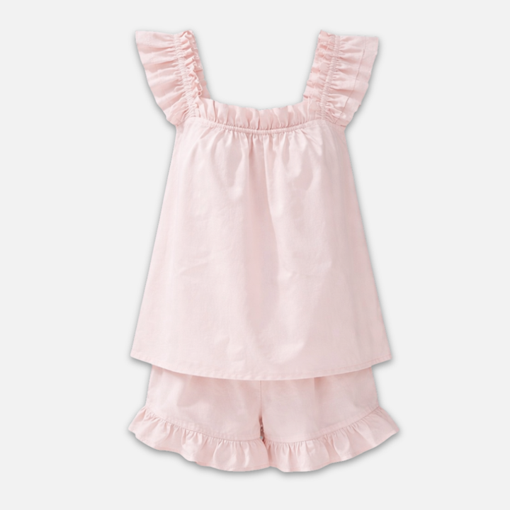 Sleeveless Women's Loungewear Set with Ruffle Trim