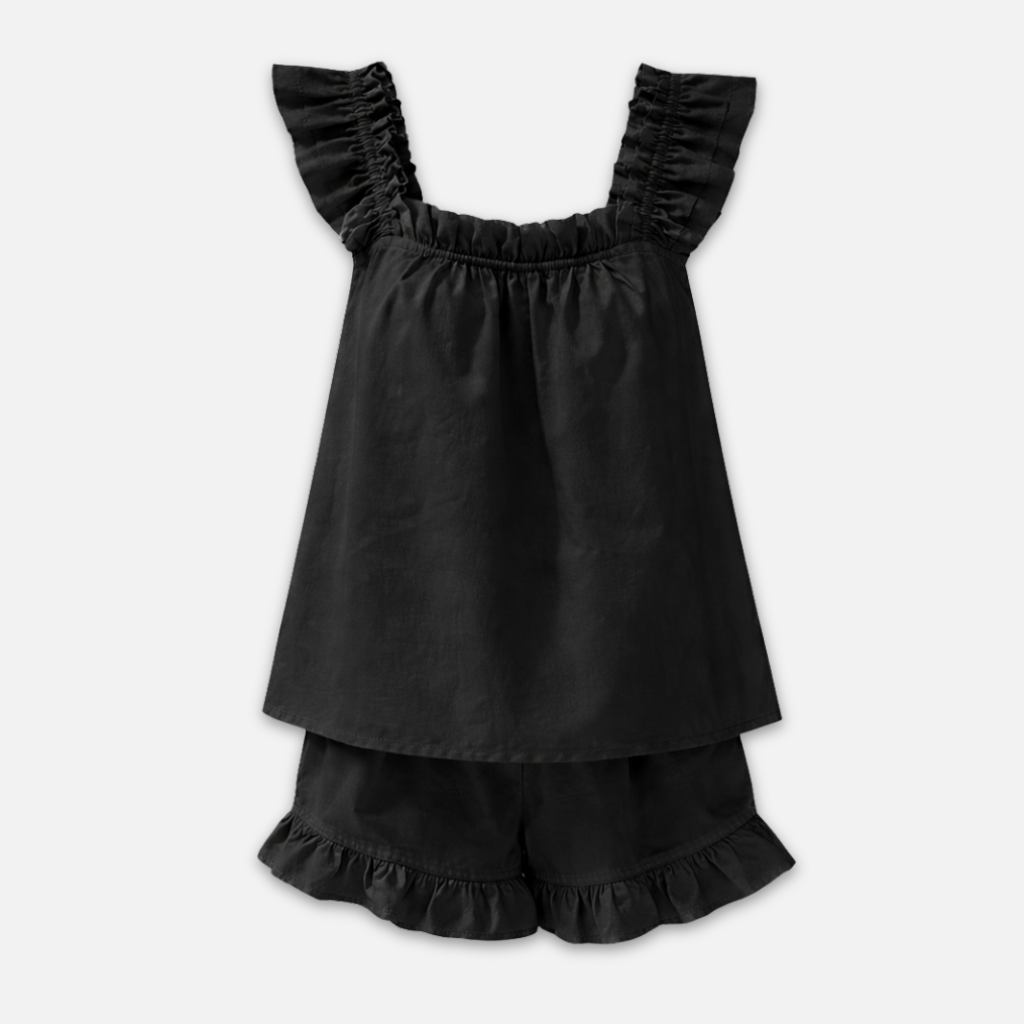 Ärmelloses Damen-Loungewear-Set mit Rüschenbesatz