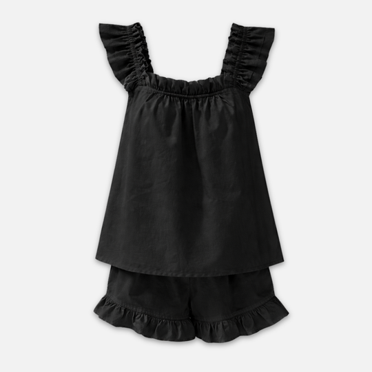 Ärmelloses Damen-Loungewear-Set mit Rüschenbesatz