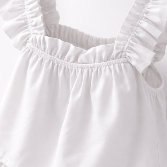 Ärmelloses Damen-Loungewear-Set mit Rüschenbesatz