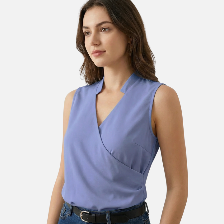 Sleeveless Wrap Top with V-Neck for Women