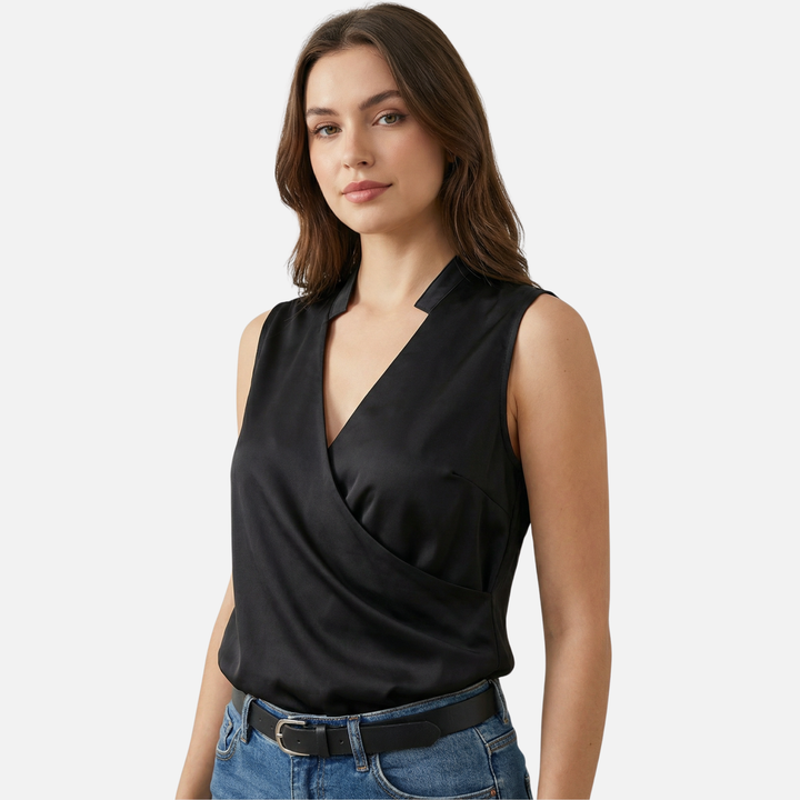 Sleeveless Wrap Top with V-Neck for Women