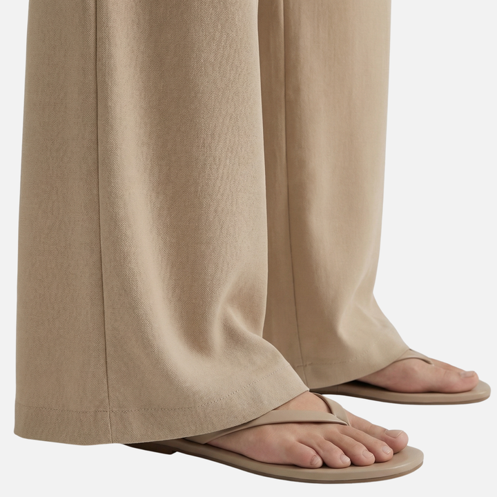 Atmungsaktive Leinenhose Wide Leg mit Bund für Damen