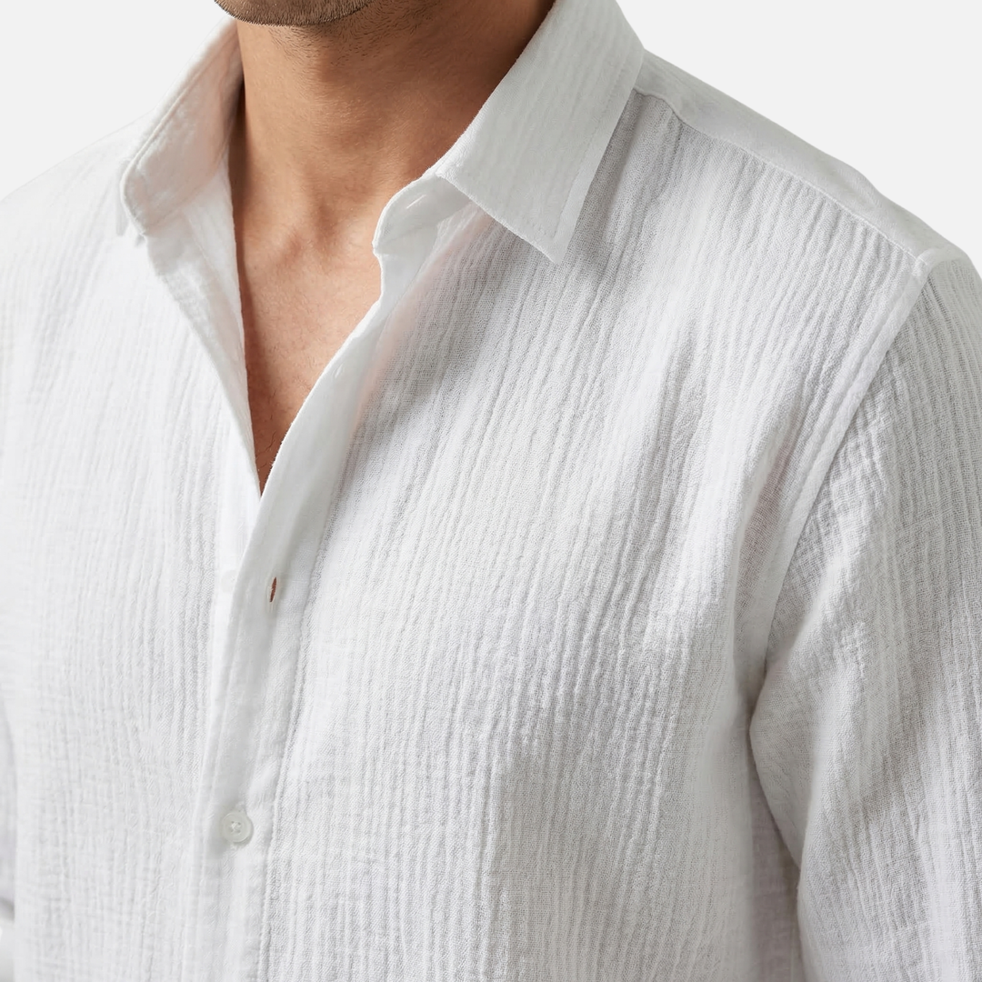 Breathable Linen Shirt in Relaxed Fit with Collar for Men