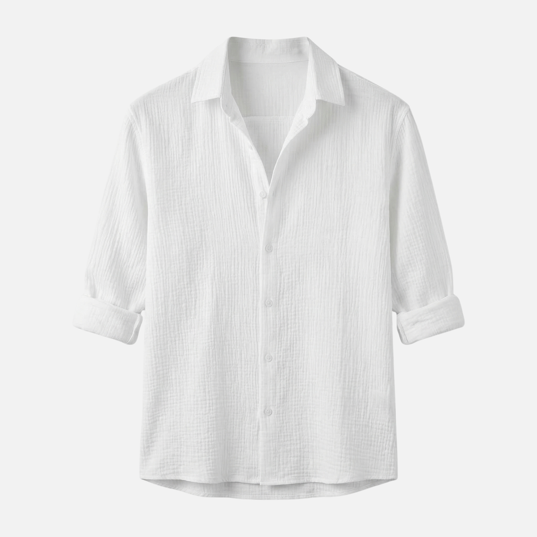 Breathable Linen Shirt in Relaxed Fit with Collar for Men