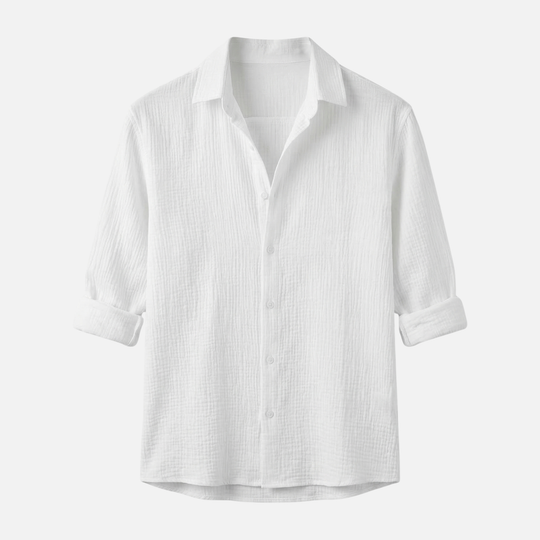 Breathable Linen Shirt in Relaxed Fit with Collar for Men
