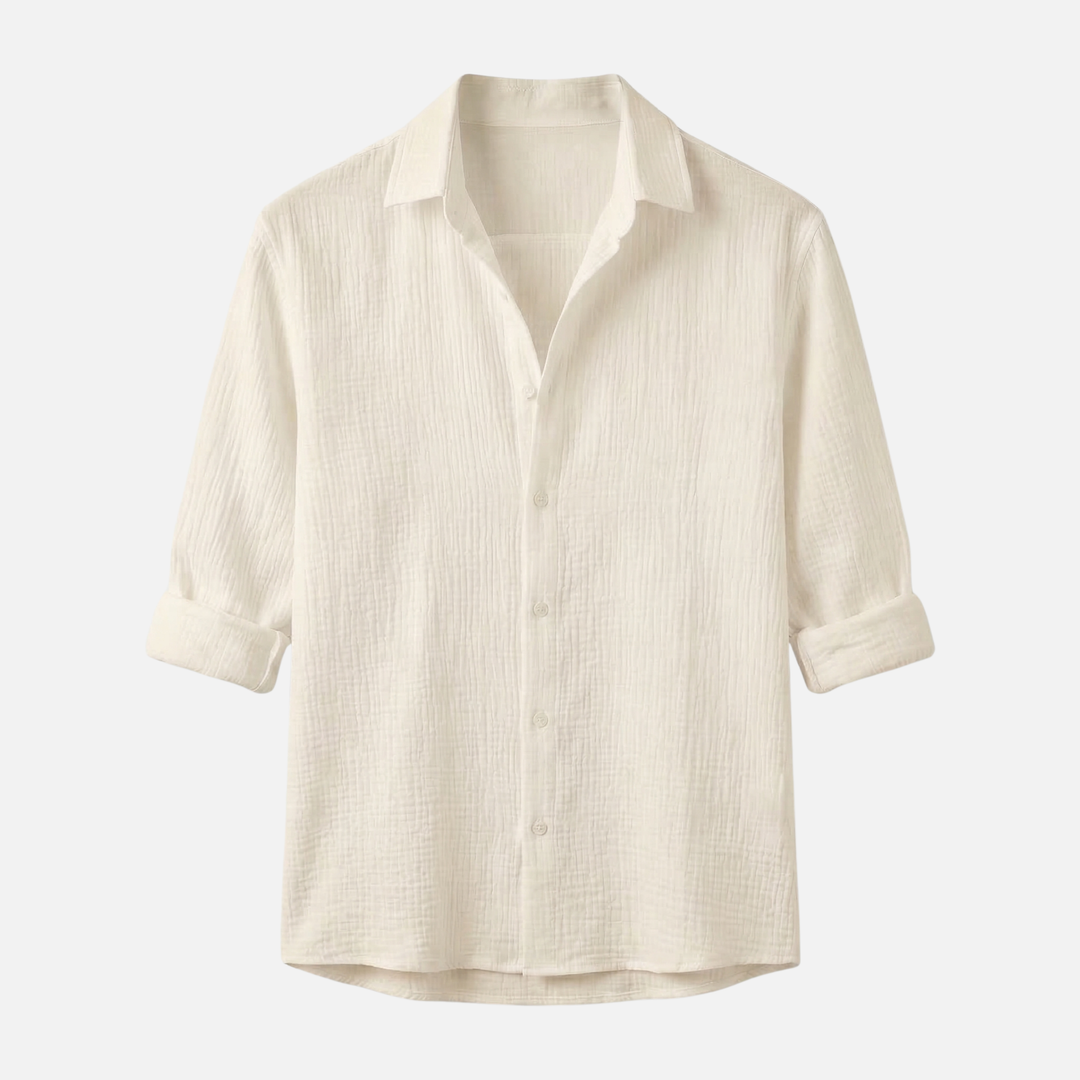 Breathable Linen Shirt in Relaxed Fit with Collar for Men