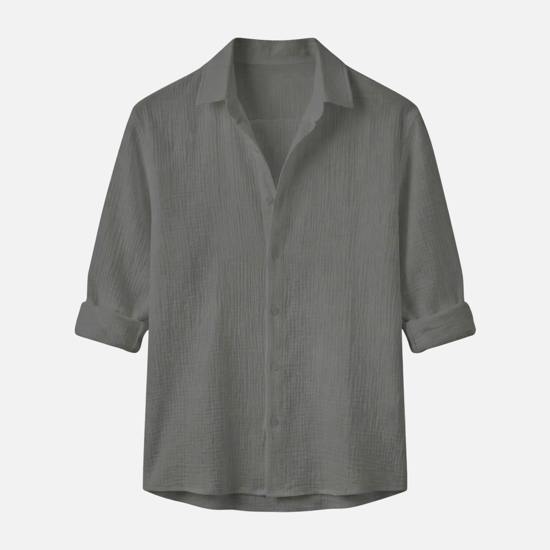 Breathable Linen Shirt in Relaxed Fit with Collar for Men