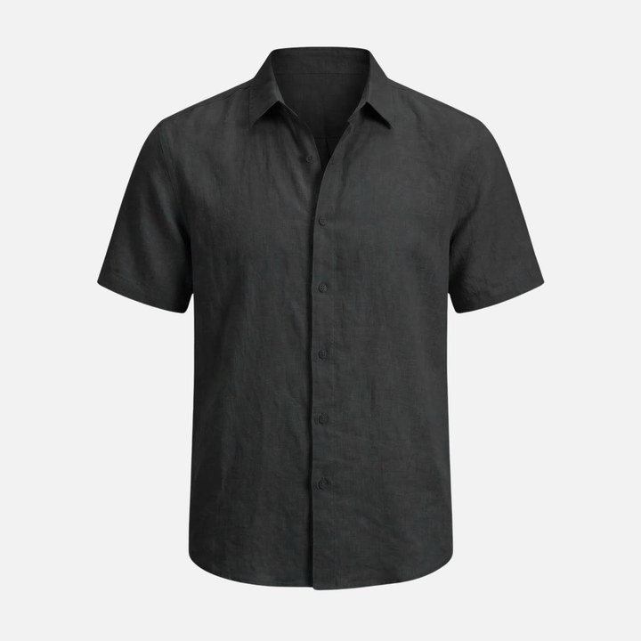 Breathable Linen Short Sleeve Shirt in Relaxed Fit for Men