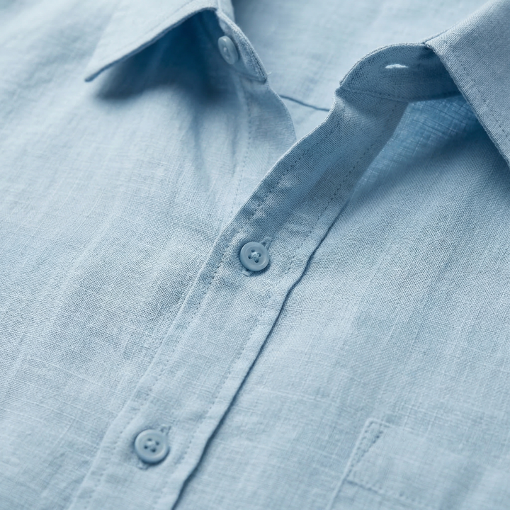 Breathable Linen Short Sleeve Shirt in Relaxed Fit for Men