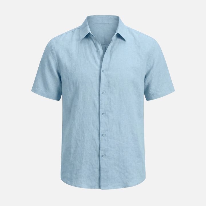 Breathable Linen Short Sleeve Shirt in Relaxed Fit for Men