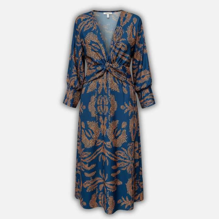 Boho-Maxikleid mit V-Ausschnitt – Sommerliches Langarmkleid für Damen