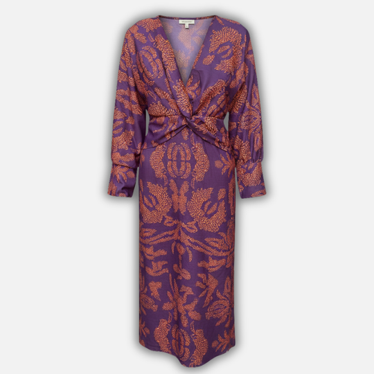 Boho-Maxikleid mit V-Ausschnitt – Sommerliches Langarmkleid für Damen