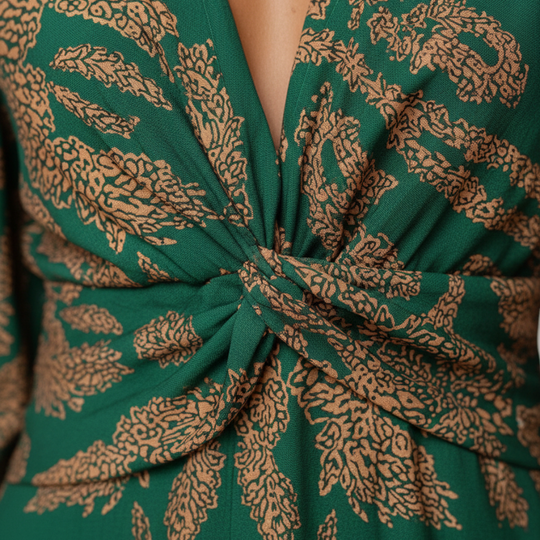 Boho-Maxikleid mit V-Ausschnitt – Sommerliches Langarmkleid für Damen