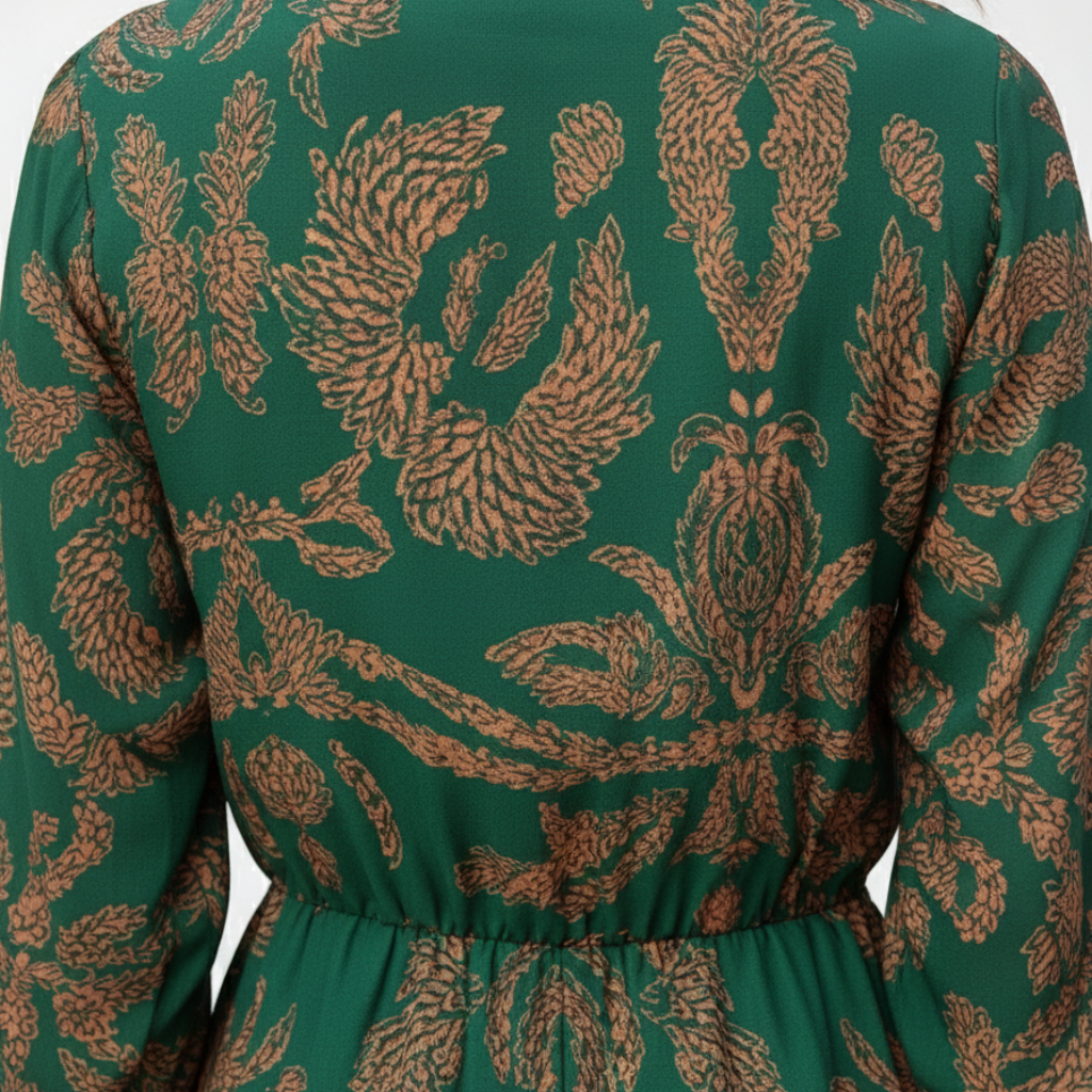 Boho-Maxikleid mit V-Ausschnitt – Sommerliches Langarmkleid für Damen