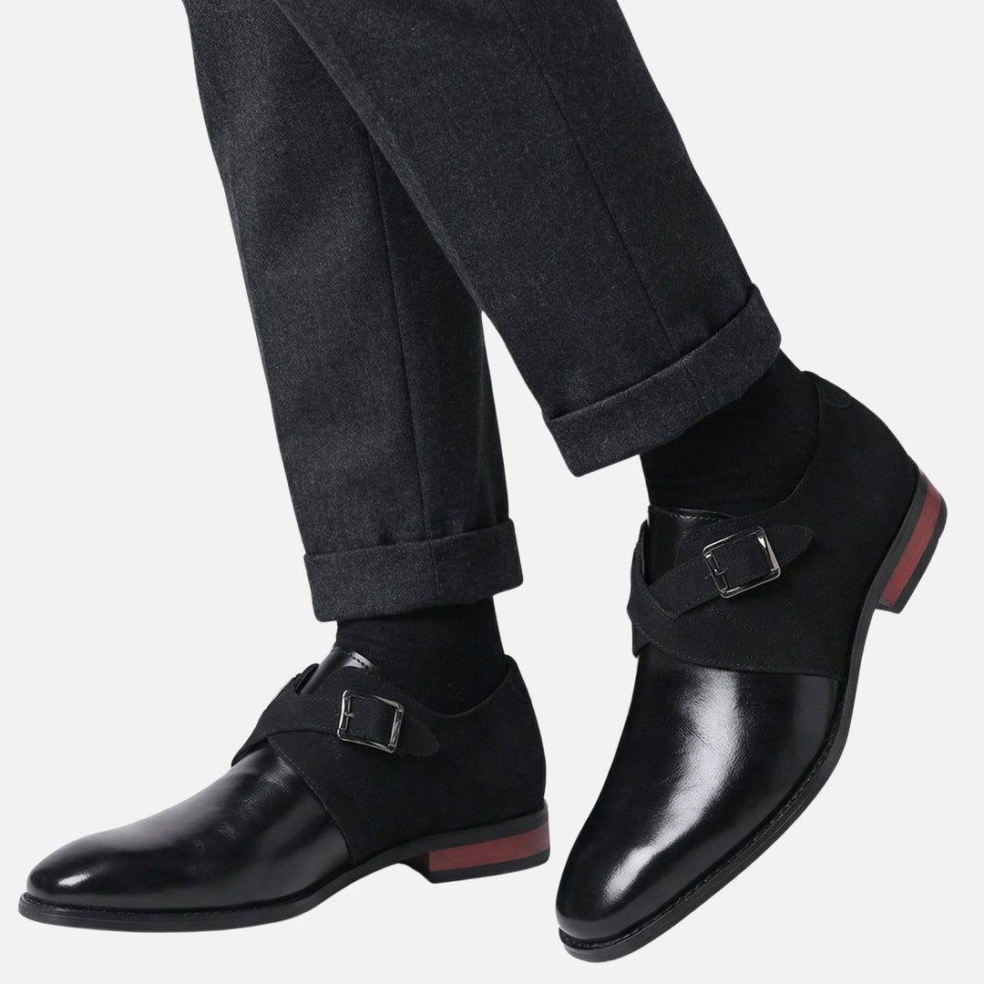 Zweifarbige Monkstrap-Schuhe aus Leder und Wildleder-Optik für Herren