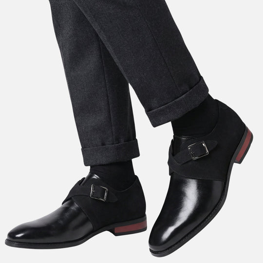 Zweifarbige Monkstrap-Schuhe aus Leder und Wildleder-Optik für Herren
