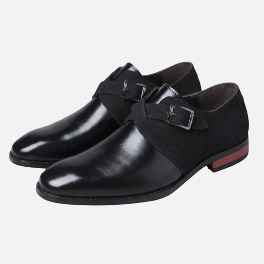 Zweifarbige Monkstrap-Schuhe aus Leder und Wildleder-Optik für Herren