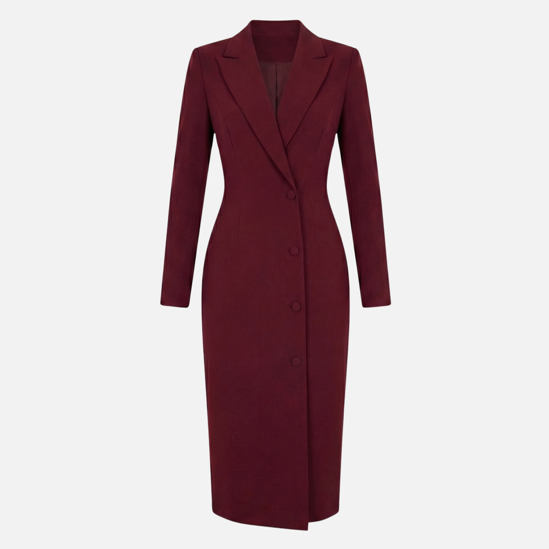 Blazer-Midi-Kleid mit Reverskragen und Knöpfen für Frauen