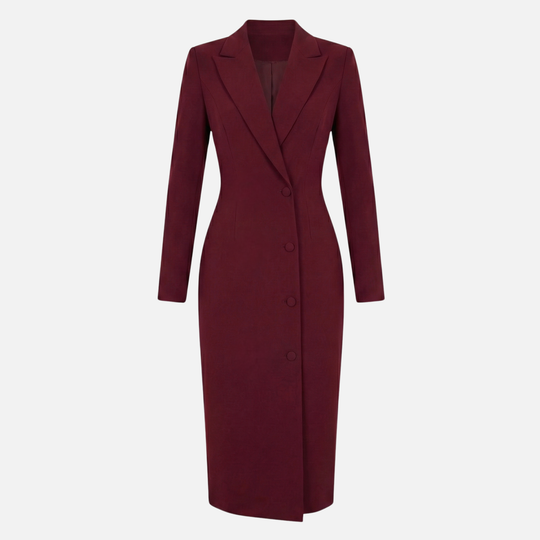 Blazer-Midi-Kleid mit Reverskragen und Knöpfen für Frauen