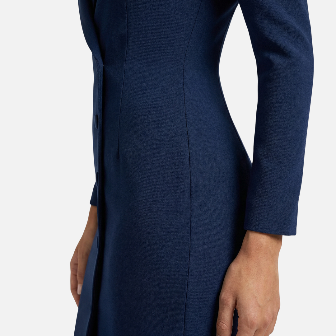 Blazer-Midi-Kleid mit Reverskragen und Knöpfen für Frauen