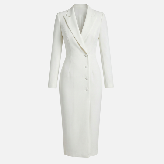 Blazer-Midi-Kleid mit Reverskragen und Knöpfen für Frauen