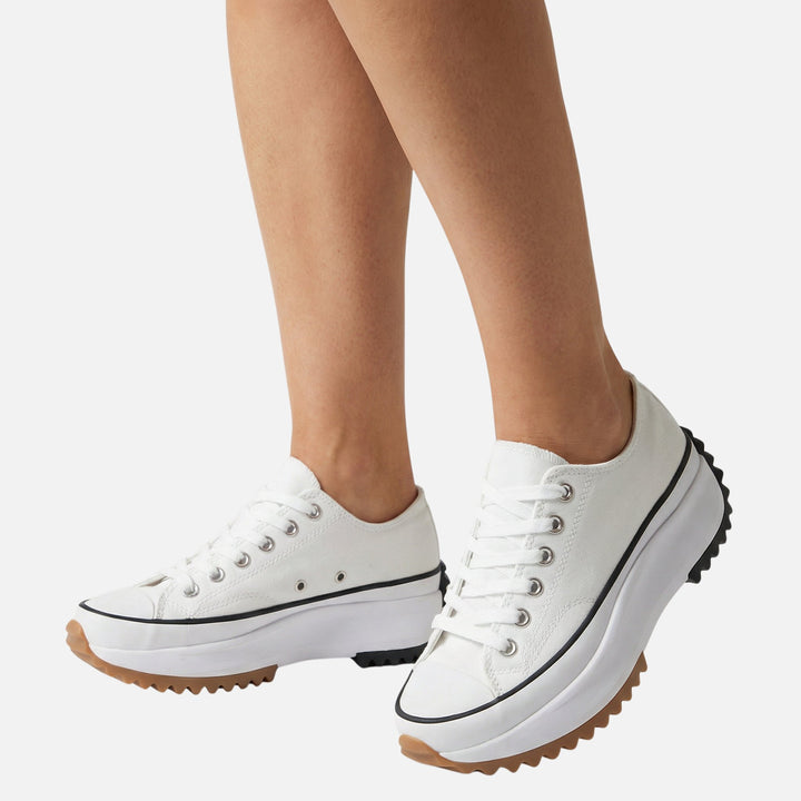 Sneakersy z płótna na platformie z falistą podeszwą dla kobiet