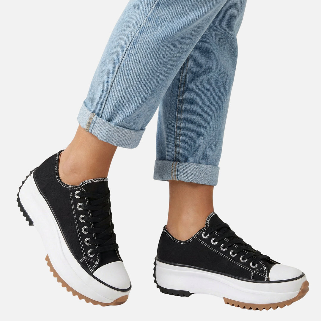 Canvas-Sneaker mit Plateau und Wellensohle für Damen