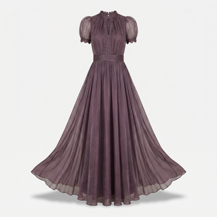 Luftiges_Damen_Maxikleid_aus_Chiffon_mit_gerafftem_Ausschnitt_und_Schl_1
