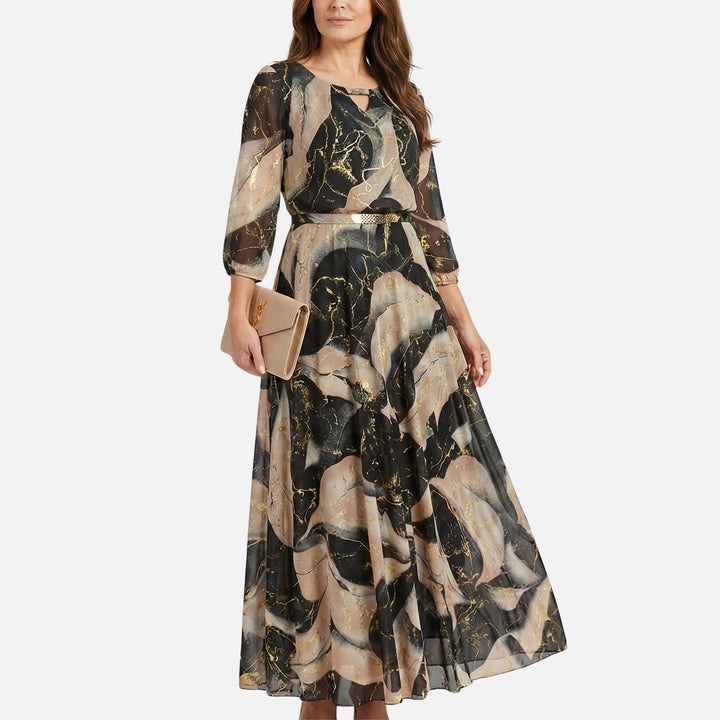 Chiffon Maxikleid mit Gummibund und V-Ausschnitt für Damen