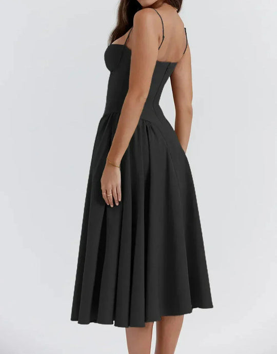 Damen A-Linie Korsett Midi Kleid | Sommer
