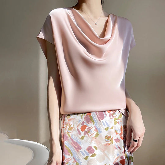 Damen Bluse mit weitem Ausschnitt | Kurze Ärmel