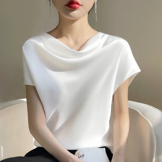 Damen Bluse mit weitem Ausschnitt | Kurze Ärmel